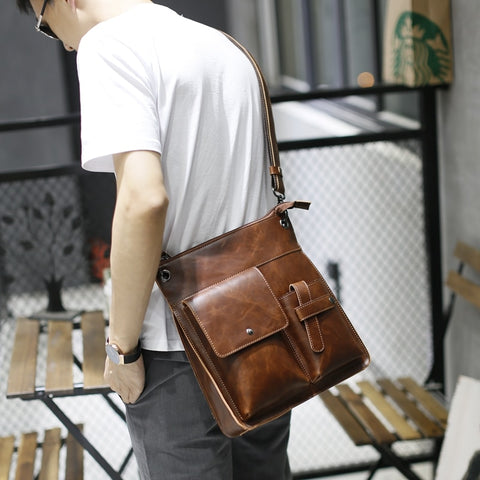 Vintage Crazy Horse PU Leather Men Bags