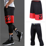 2pcs Sport Men Basketball Shorts