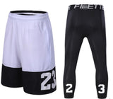 2pcs Sport Men Basketball Shorts
