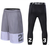 2pcs Sport Men Basketball Shorts