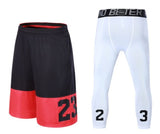 2pcs Sport Men Basketball Shorts