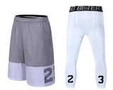 2pcs Sport Men Basketball Shorts